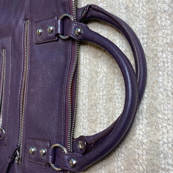 FRANKLIN COVEY Leather Aubergine Crossbody Shoulder Tote Computer iPad Tablet - Picture 9 of 16